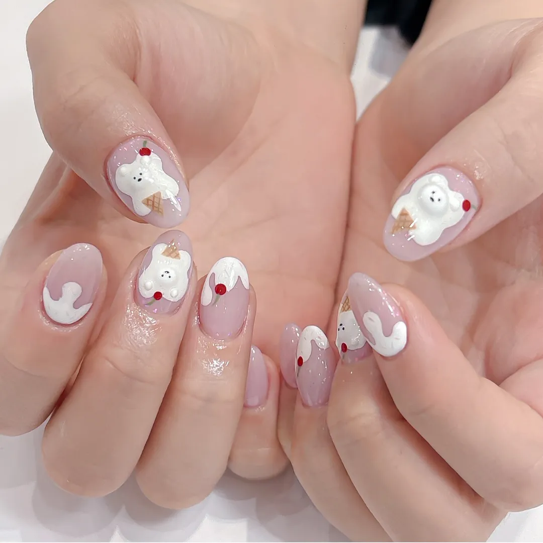 Mẫu nail cho móng tay ngắn tone khoai môn