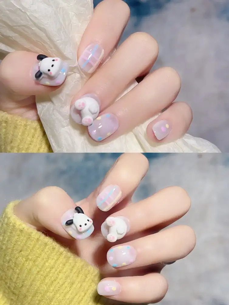 mẫu nail con chó đơn giản