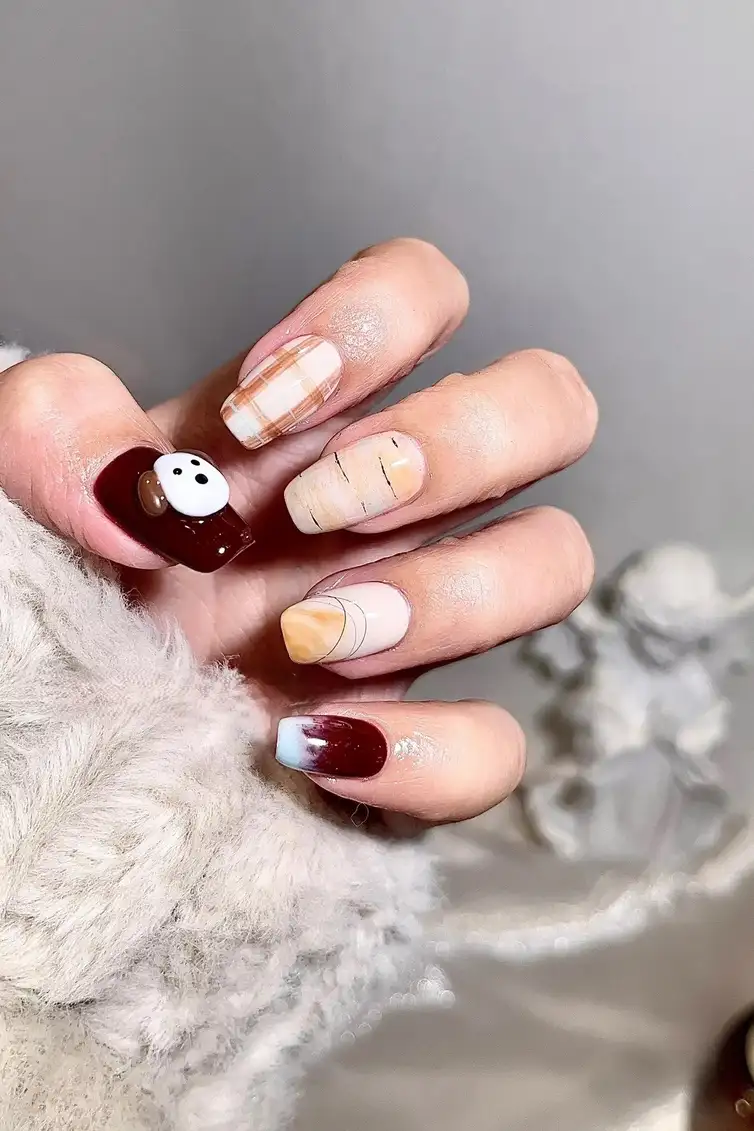 mẫu nail con chó ấm áp, dễ thương