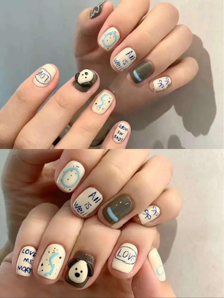 mẫu nail con chó ngộ nghĩnh