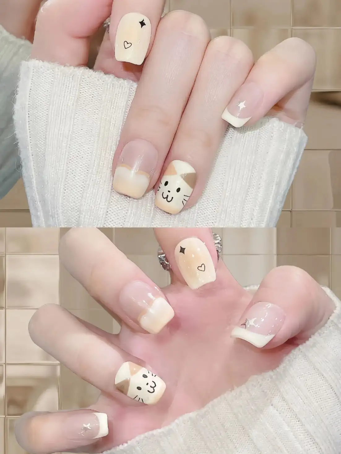 mẫu nail con mèo dễ thương