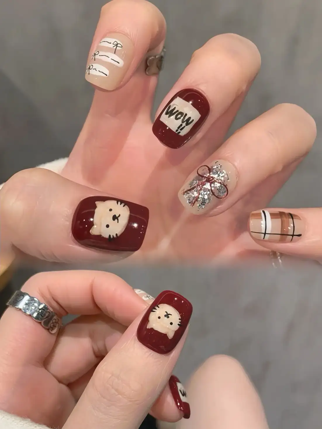 mẫu nail hình con mèo độc đáo