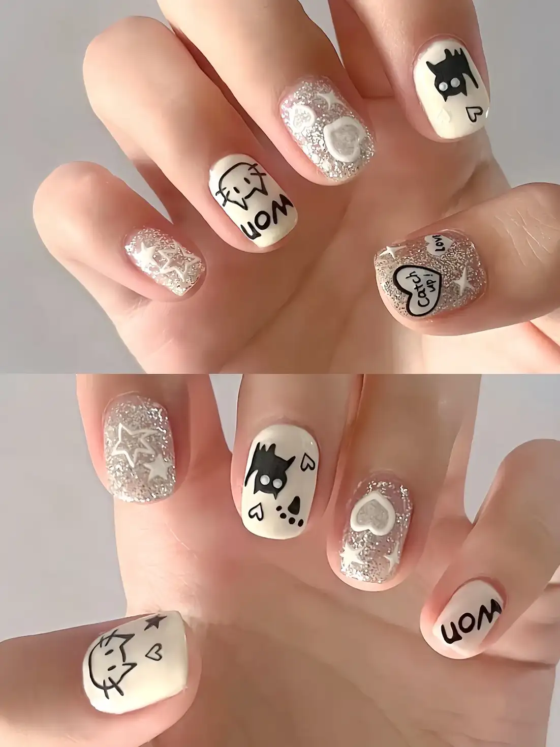 nail con mèo sinh động