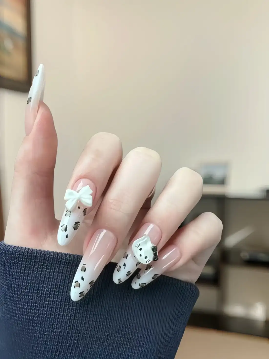 mẫu nail hình con mèo siêu xin