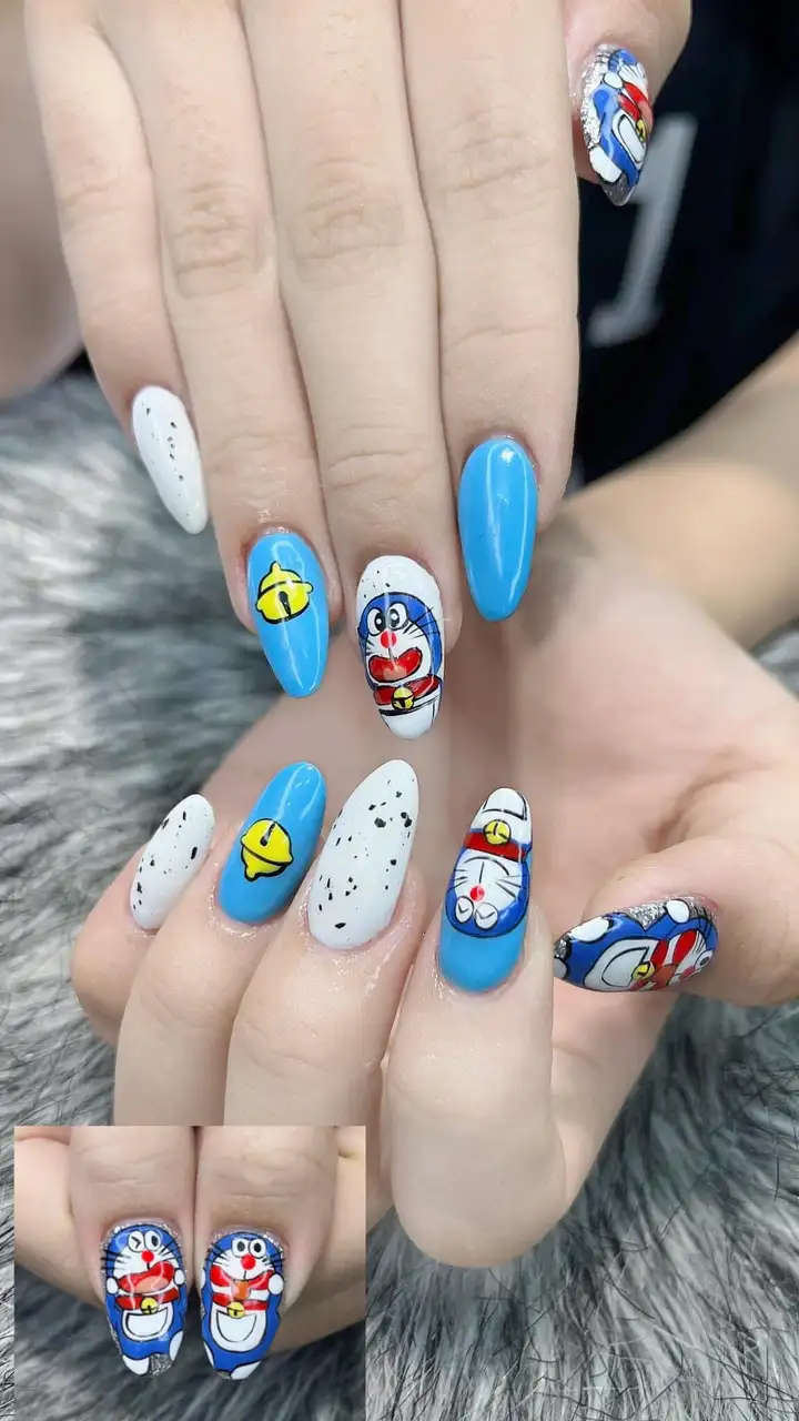 mẫu móng tay doraemon siêu đáng yêu