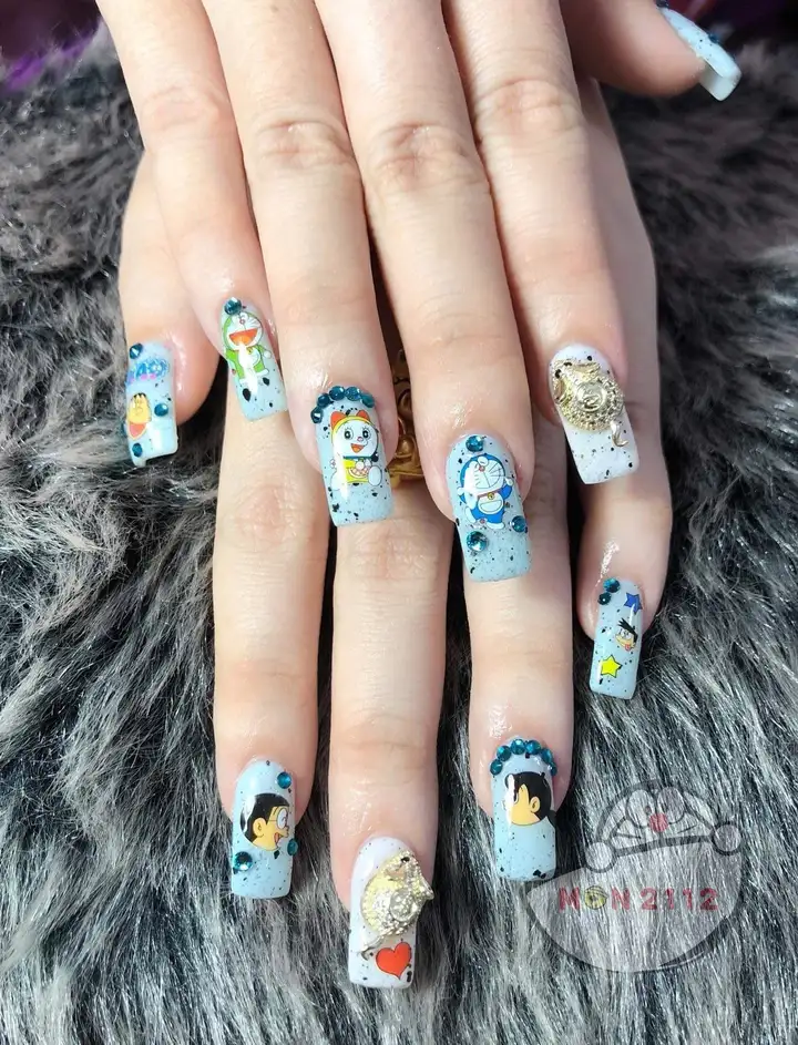 móng tay mẫu nail doraemon ngộ nghĩnh