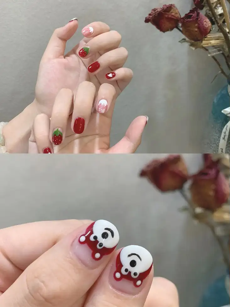 nail gấu dâu đáng yêu