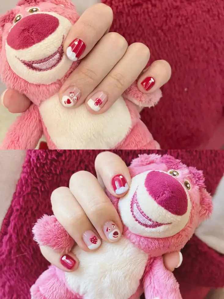 mẫu nail gấu lotso tươi mát