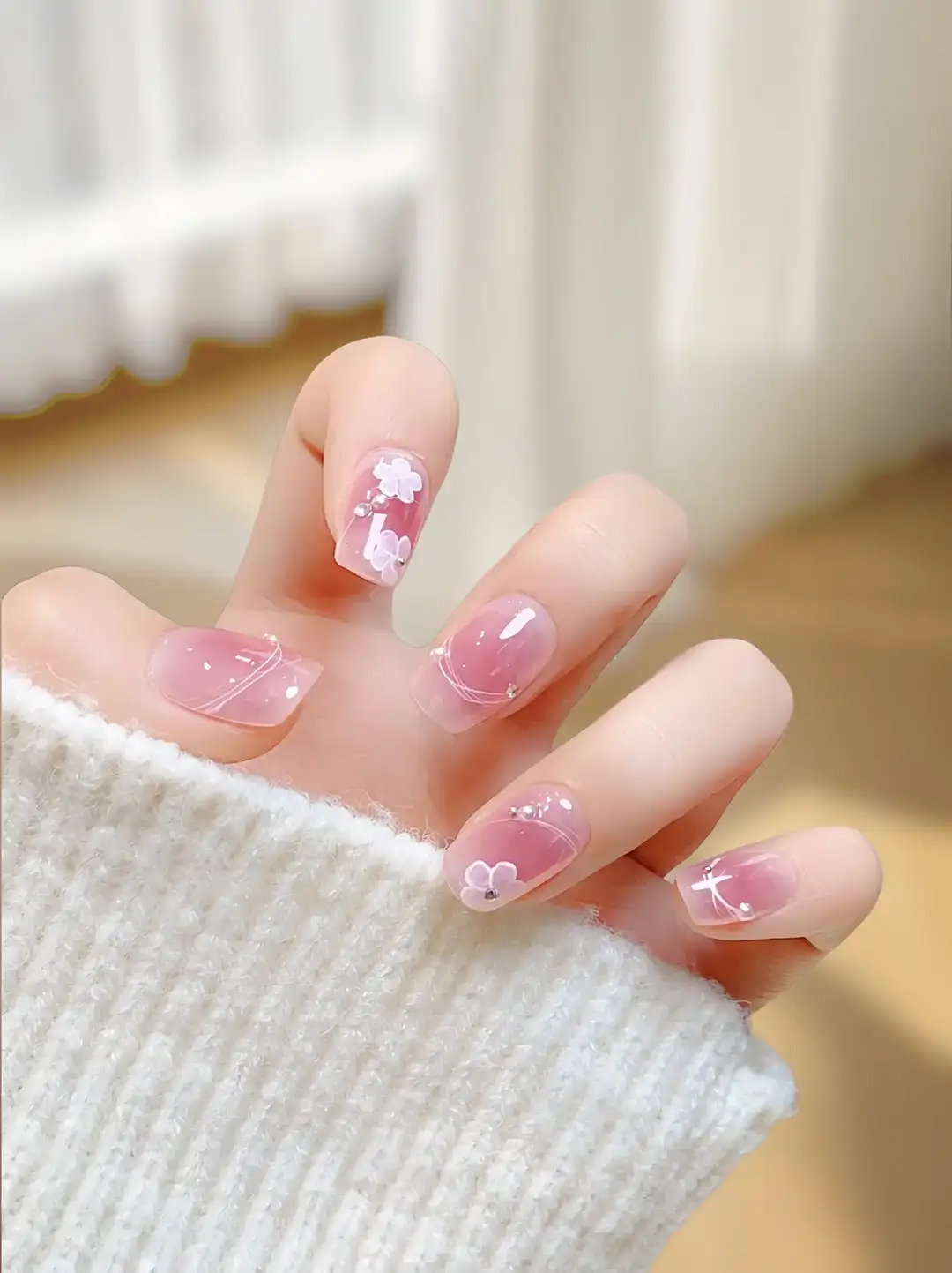 mẫu nail hoa đào đẹp lãng mạn