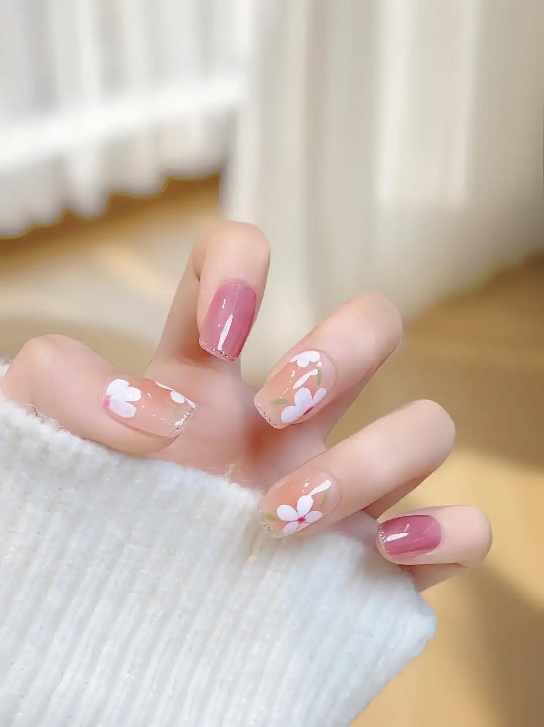 mẫu nail hoa đào đẹp ngọt ngào