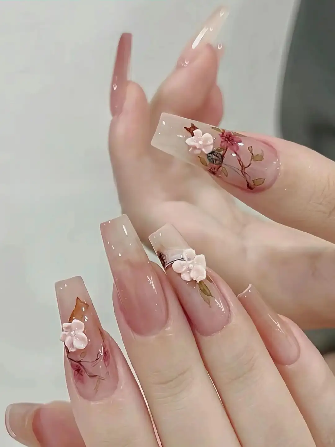 mẫu nail hoa đào ngọt ngào