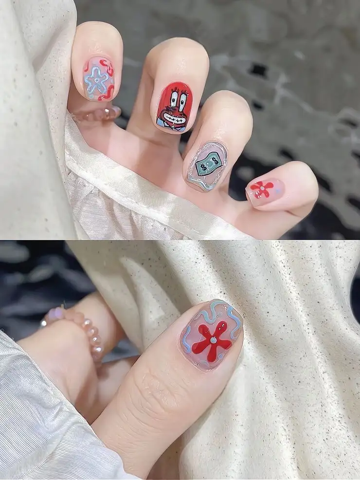 mẫu nail hoạt hình dễ thương ngọt ngào