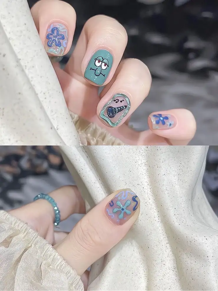 mẫu nail vẽ hoạt hình đơn giản nhưng tinh tế 