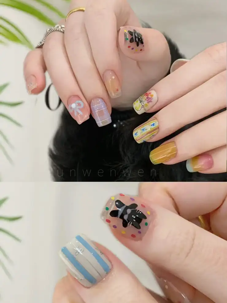 mẫu nail hoạt hình dễ thương mềm mại