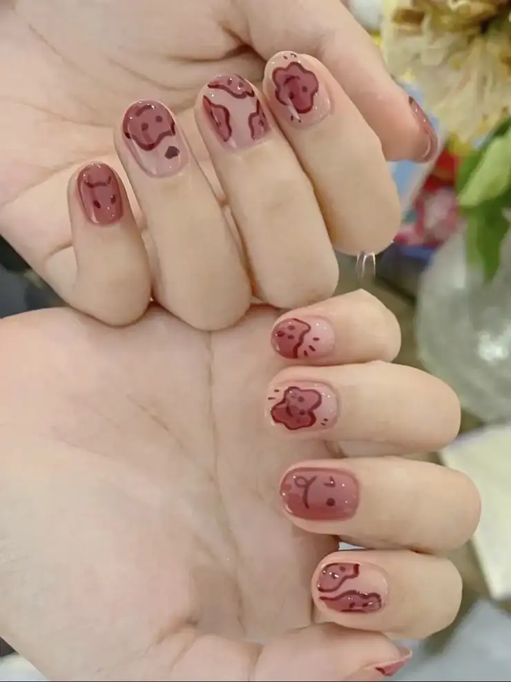 mẫu nail vẽ hoạt hình đơn giản dễ thương