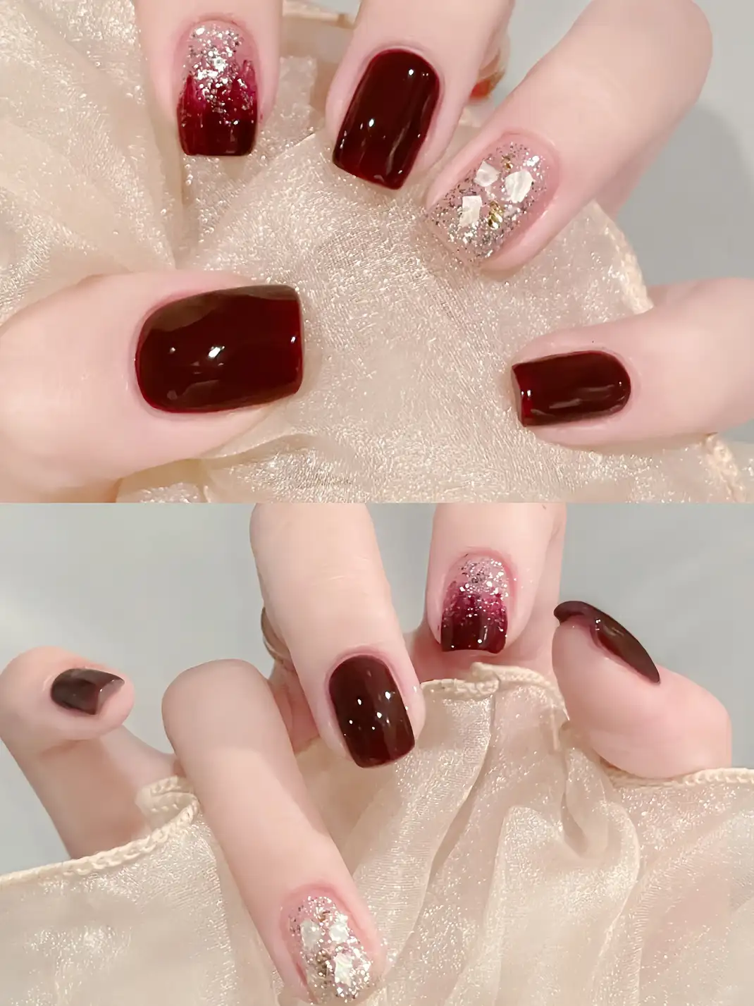 mẫu nail đỏ cherry ấn tượng và cá tính