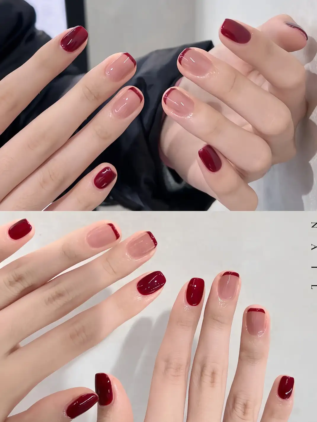 mẫu nail màu đỏ cherry sang trọng