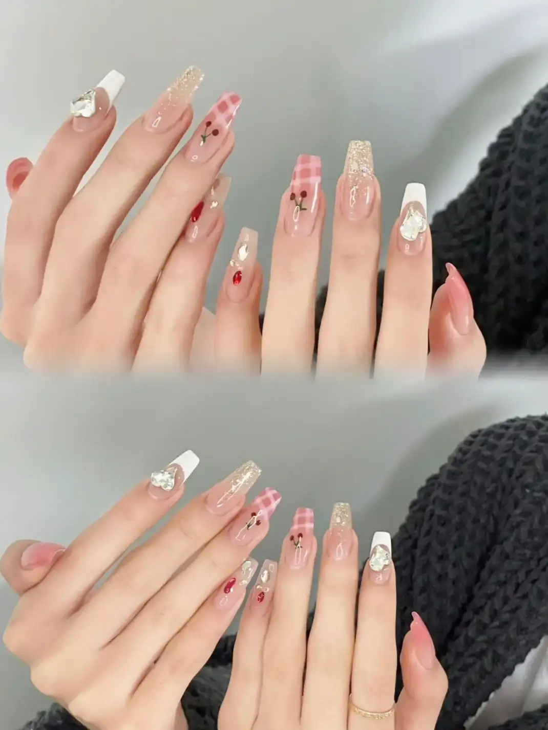 mẫu nail đỏ cherry hiện đại