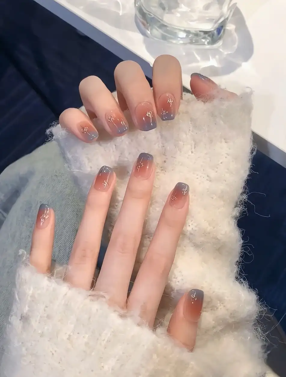 mẫu nail ombre xanh thư thái