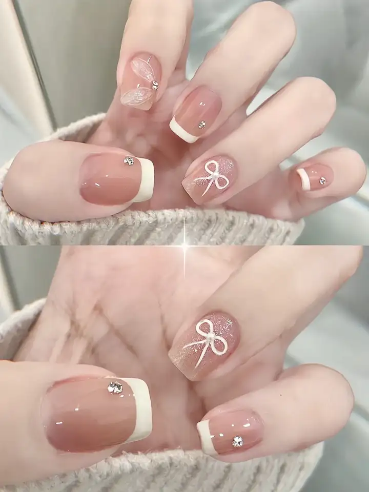 mẫu nail sơn đầu móng đẹp lấp lánh