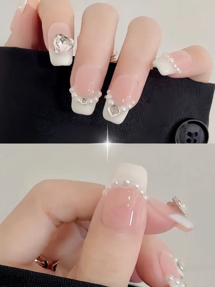 mẫu nail sơn đầu móng trắng