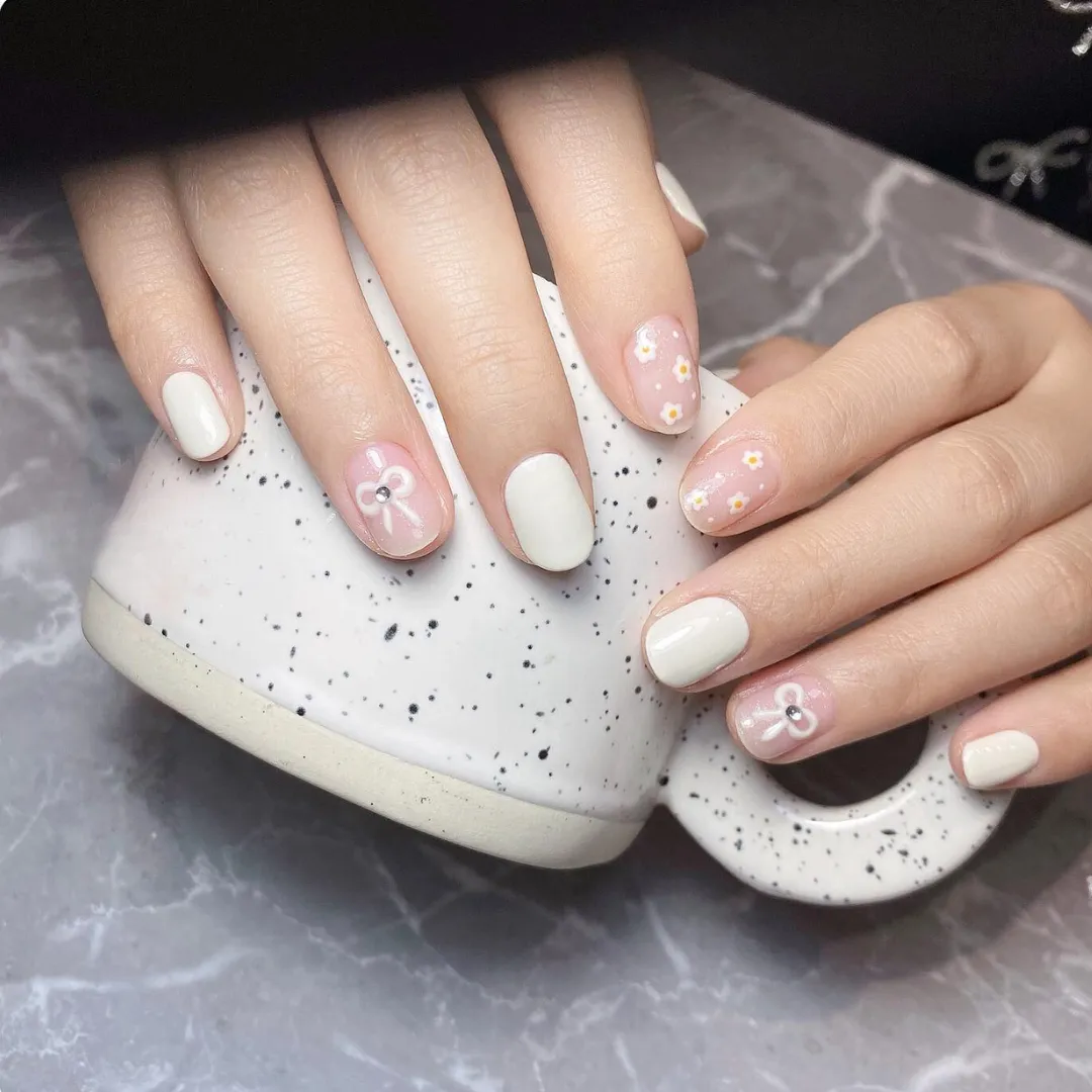 nail tay móng ngắn xinh mix màu