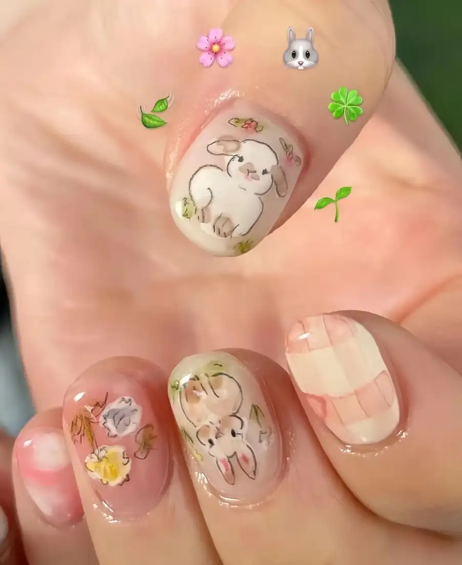 nail hình con thỏ ngọt ngào