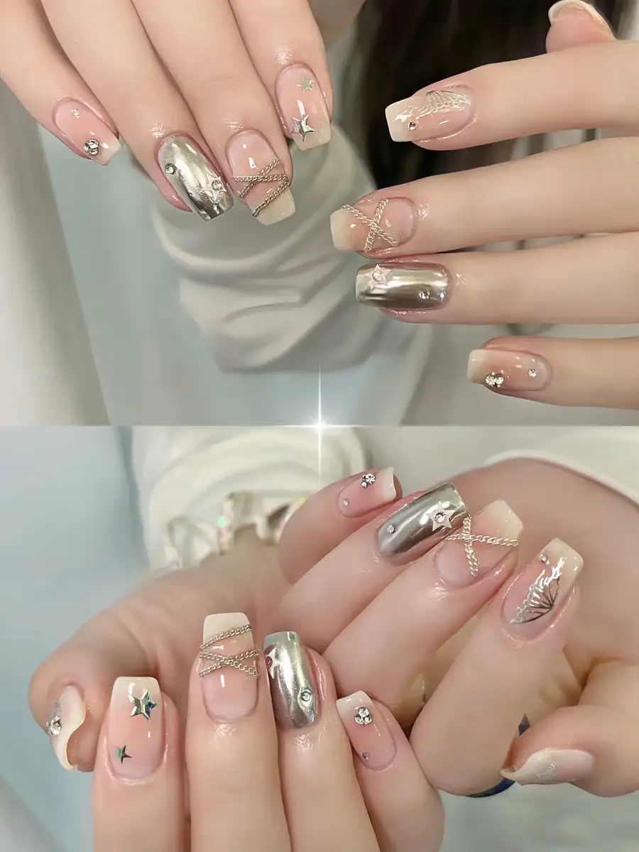 mẫu nail tráng gương đẹp trắng sáng và mịn màng