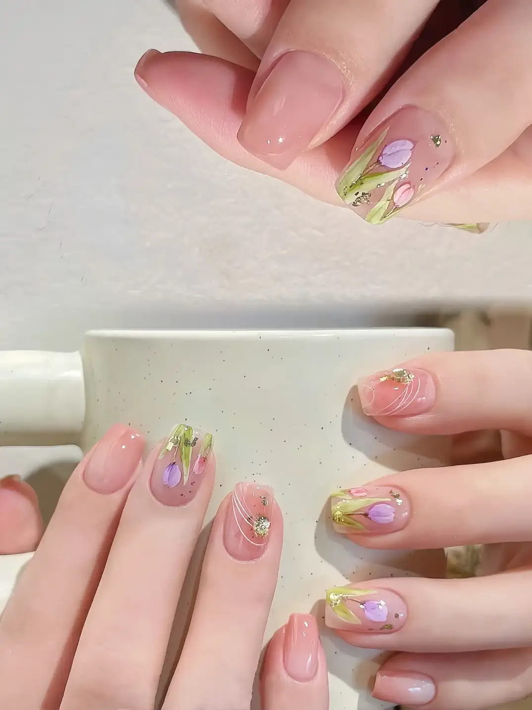 mẫu nail vẽ hoa đơn giản nhẹ nhàng