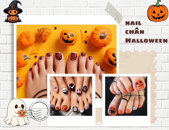Thể hiện phong cách với những mẫu nail chân Halloween kinh dị