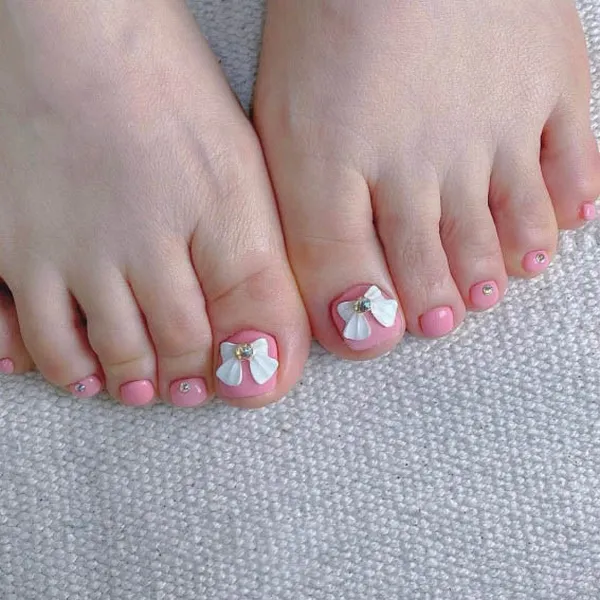 mẫu nail chân nơ đẹp