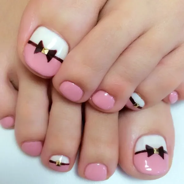 nail chân đính nơ cute