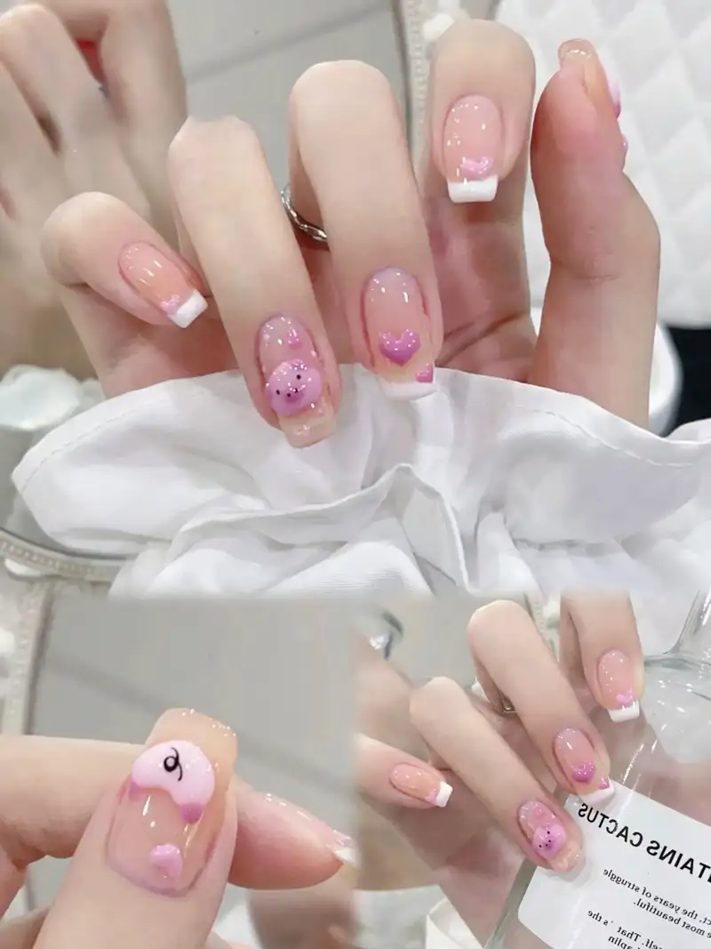 mẫu nail con heo xinh xắn