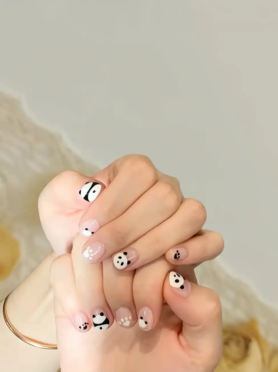 mẫu nail gấu trúc siêu dễ thương