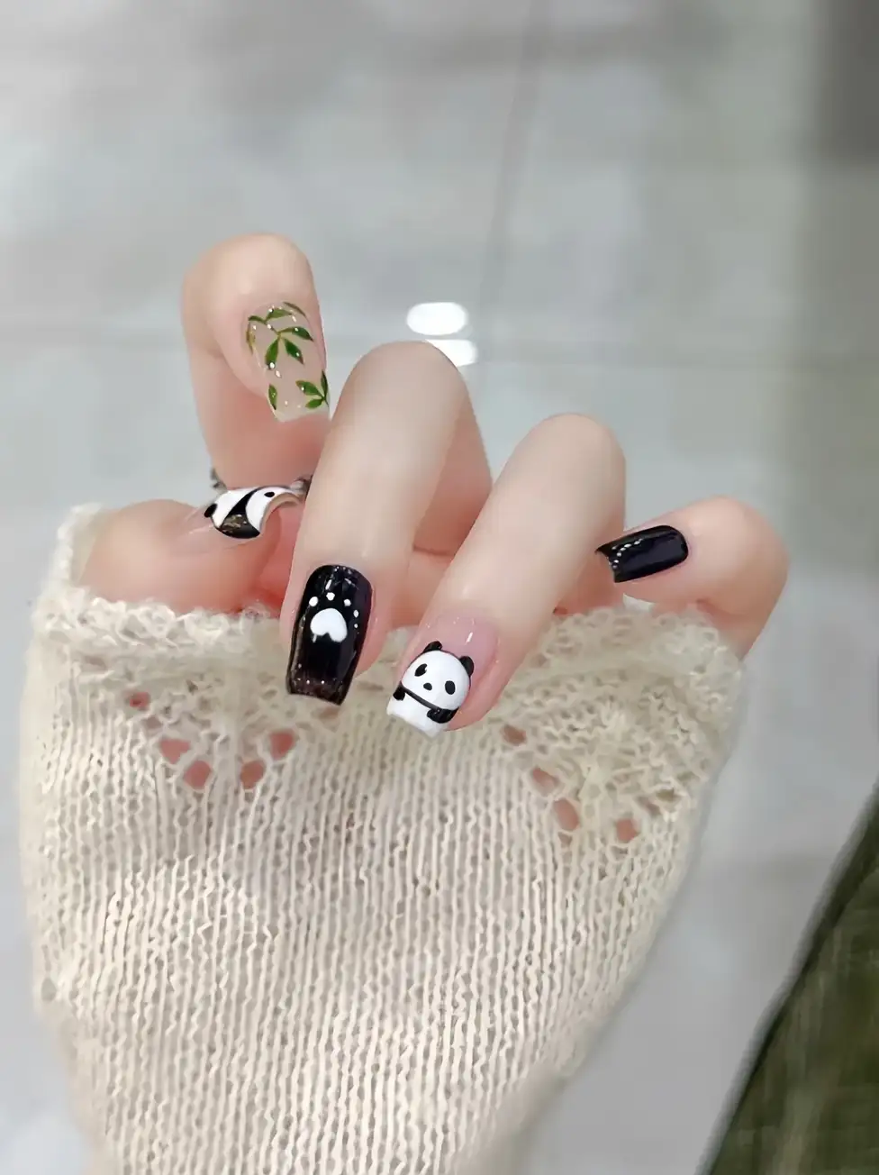 nail hình gấu trúc tinh xảo