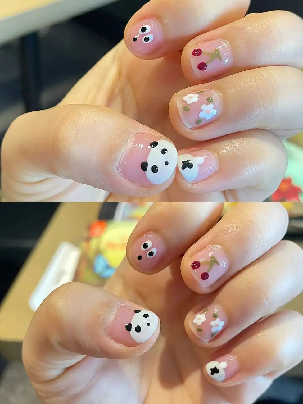 mẫu nail gấu trúc siêu cute