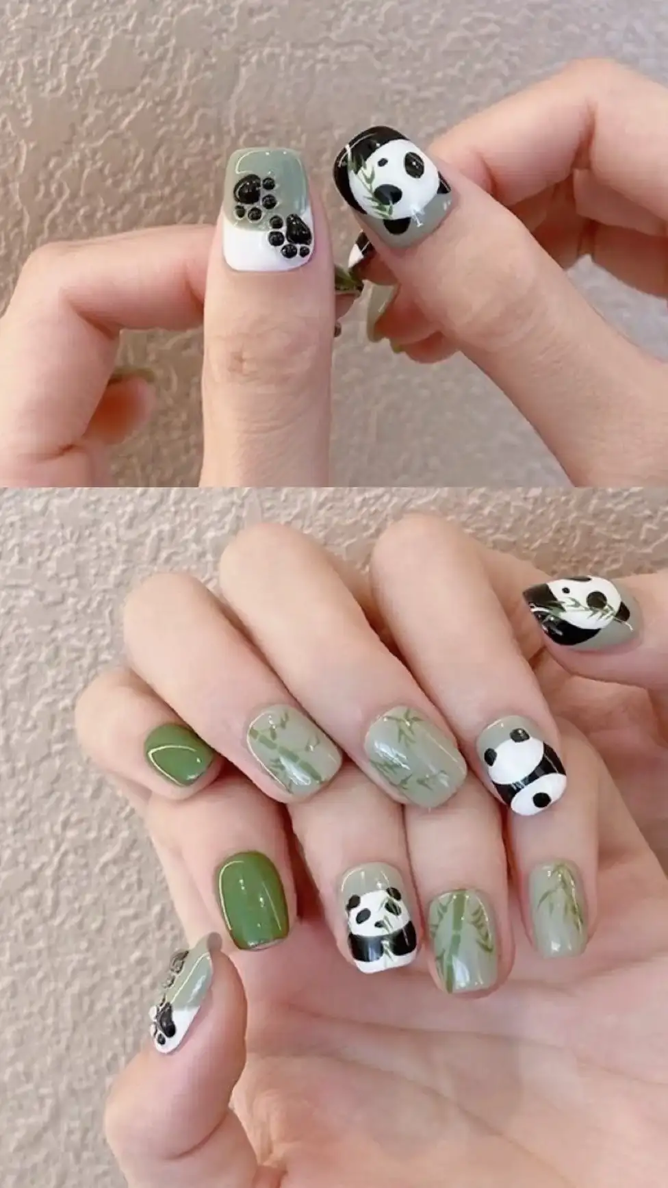 mẫu nail gấu trúc đáng yêu 