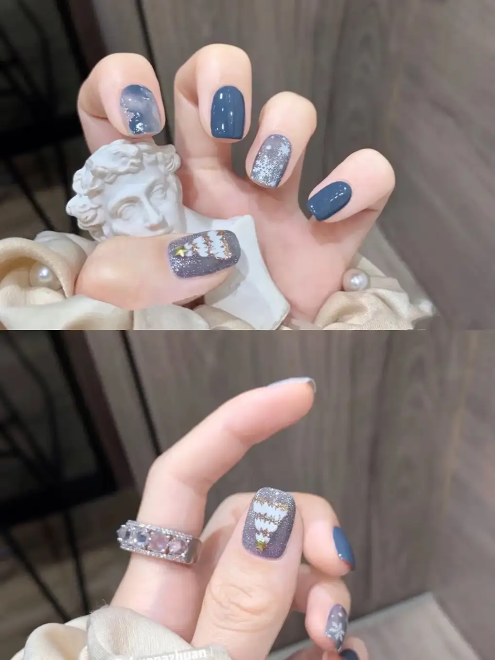 mẫu nail màu xanh coban phong cách riêng biệt