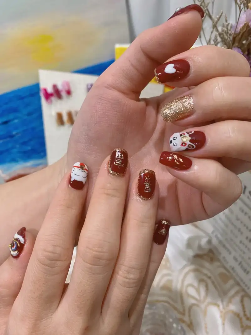 nail mèo thần tài đơn giản