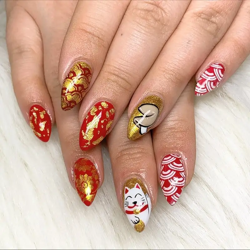 nail mèo thần tài may mắn