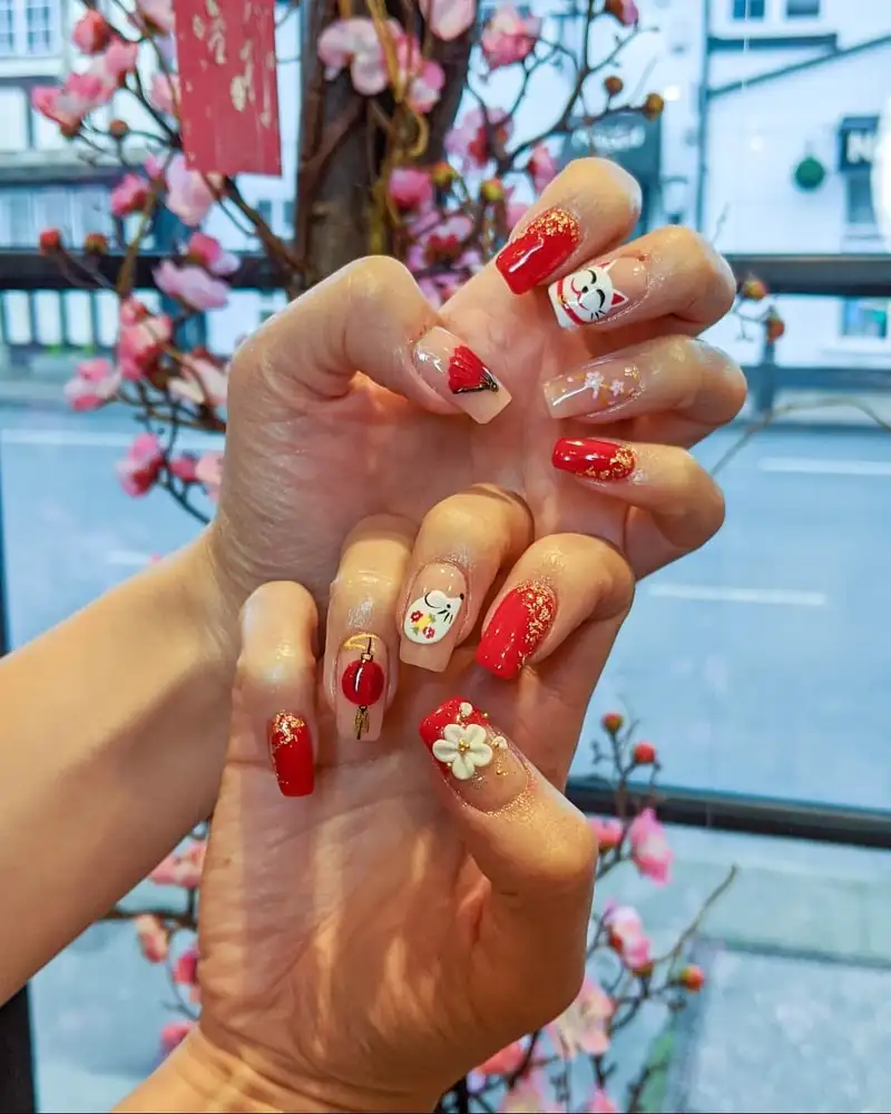 nail mèo thần tài nghệ thuật