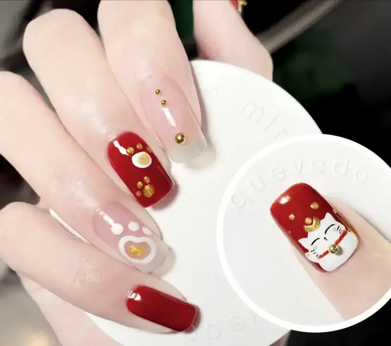 mẫu nail mèo thần tài năng động