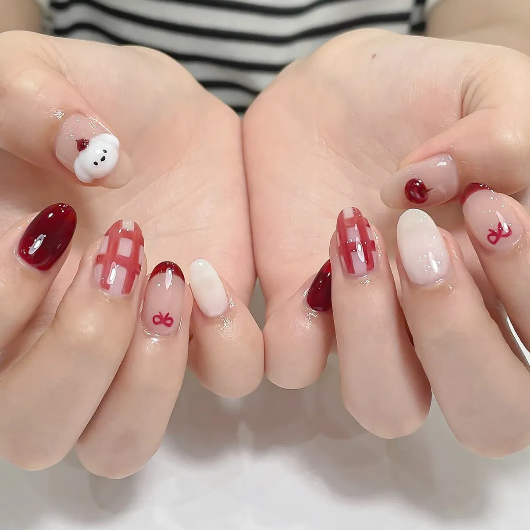 nail tay móng ngắn đón noel