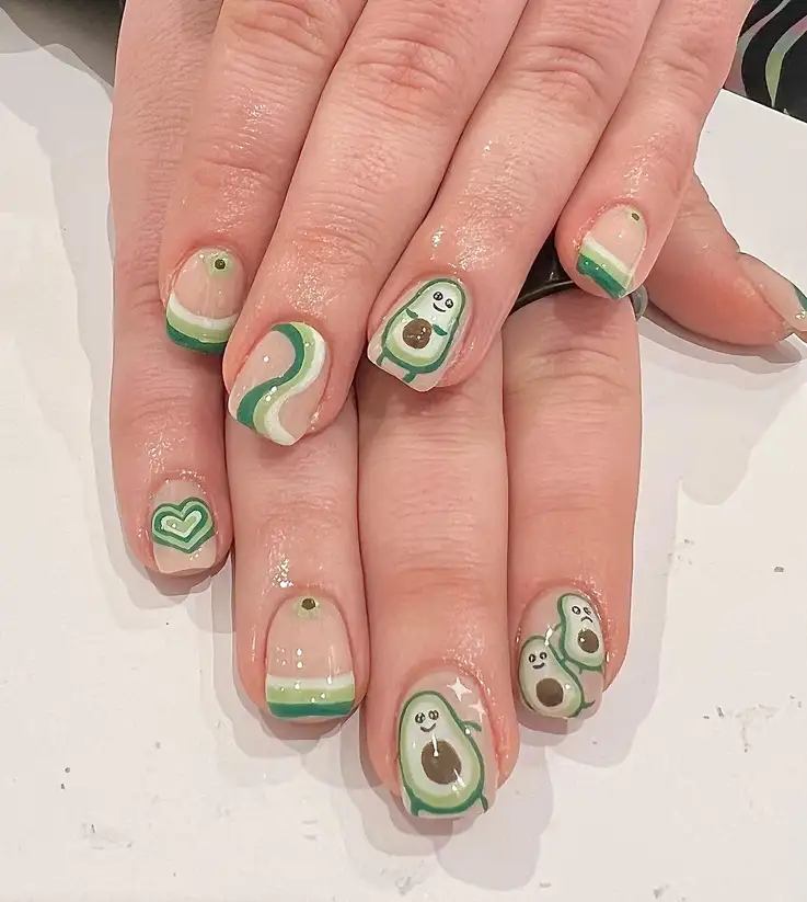 mẫu nail quả bơ dễ thương