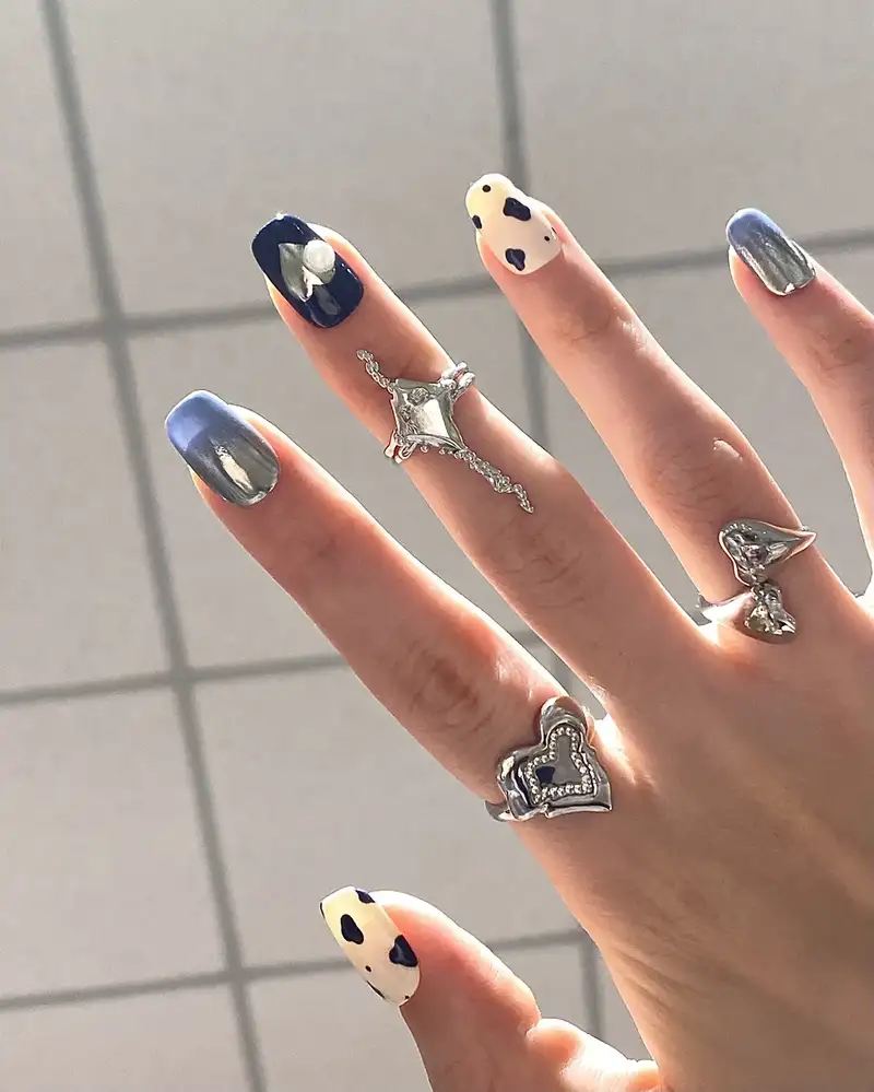 mẫu nail hình bò sữa độc đáo và thu hút