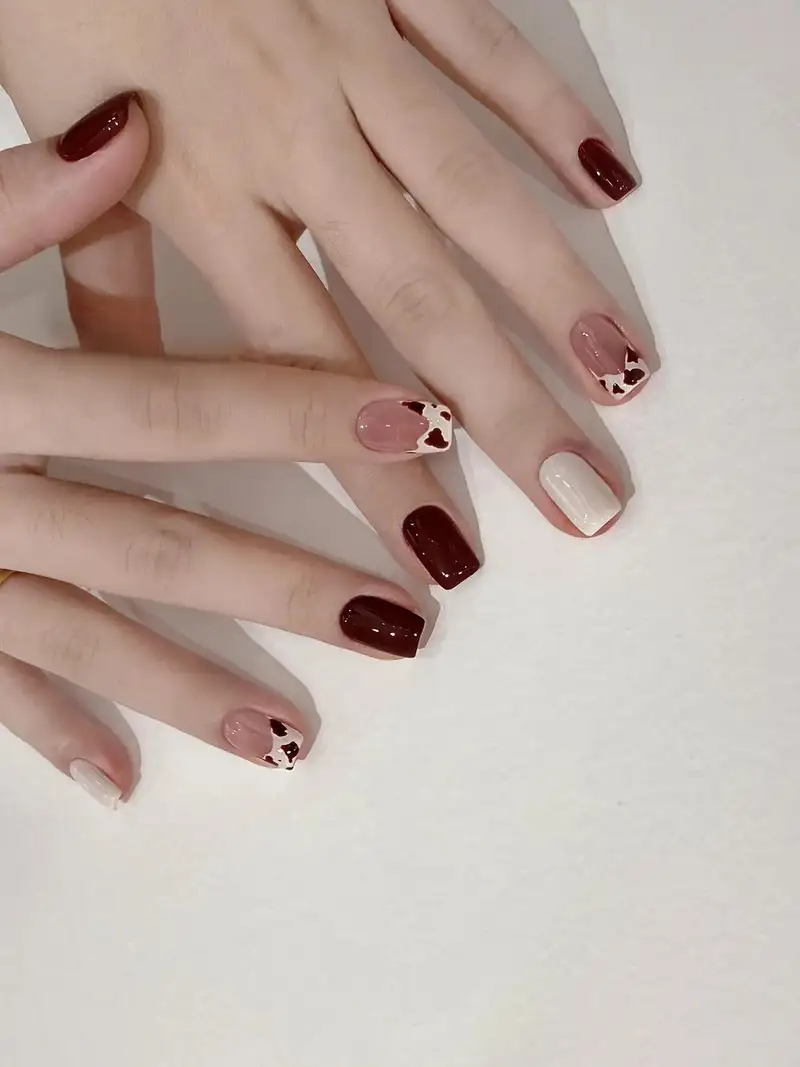 mẫu nail bò sữa đáng yêu