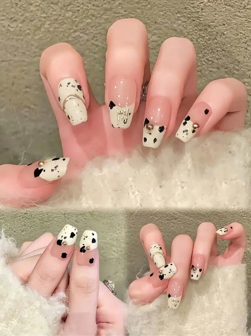 nail bò sữa đen cá tính