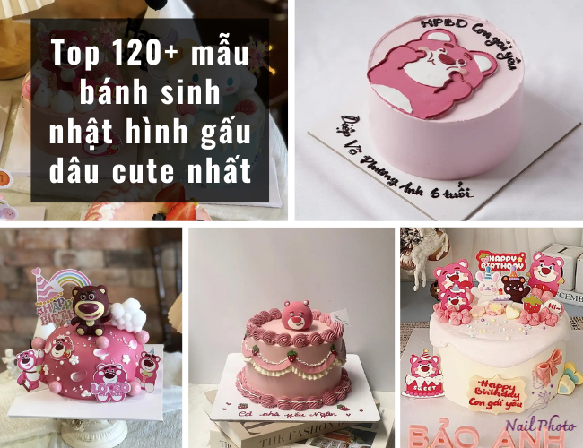 Bánh sinh nhật hình gấu dâu