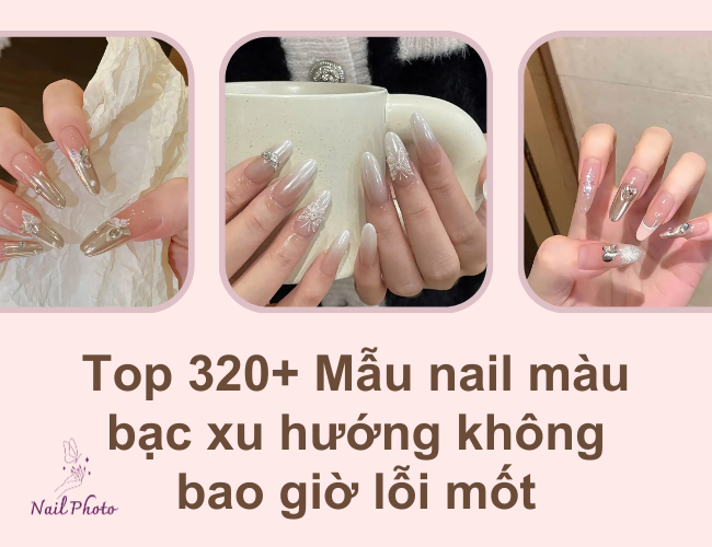 Mẫu nail màu bạc
