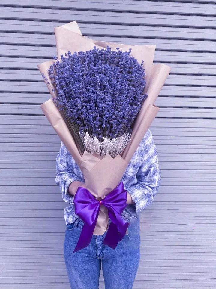 bó hoa lavender bằng len 1